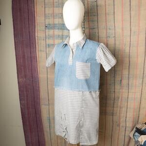 Custom reworked denim patchwork shirt